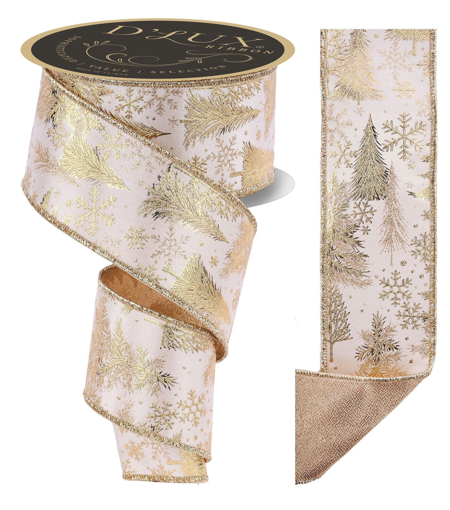 LX32583R | 2.5" | Foil Tree/Fused | Cream/White | 10yds