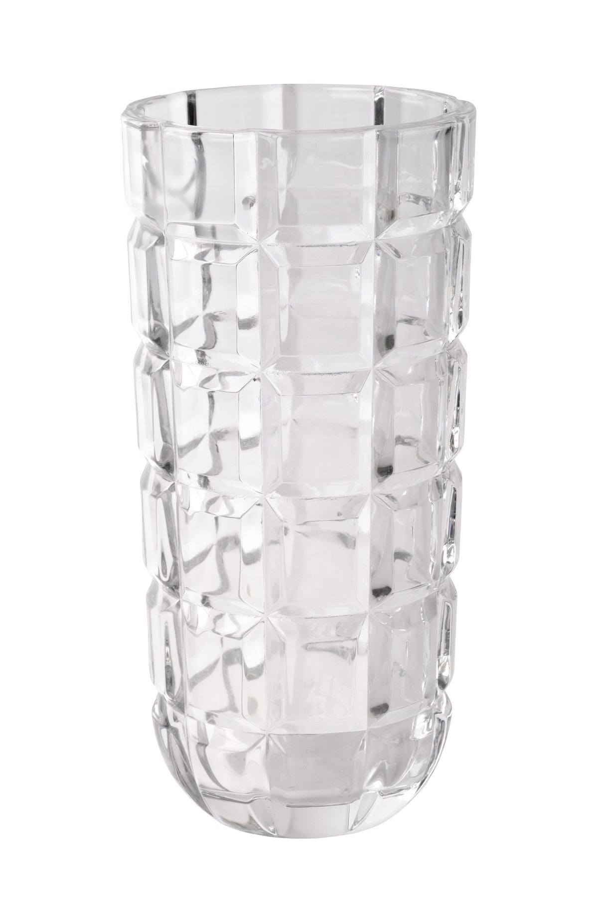 GM6087 | 7.5"H x 3.75"Dia | Glass Check Vase | Clear