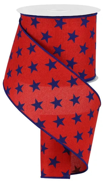 RGA111724 | 4" | STARS ON ROYAL | RED/NAVY BLUE | 10YDS