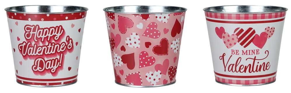 HV2184 | 5"Dia x 4.5"H | Valentine Pot Cover | 3 Assorted
