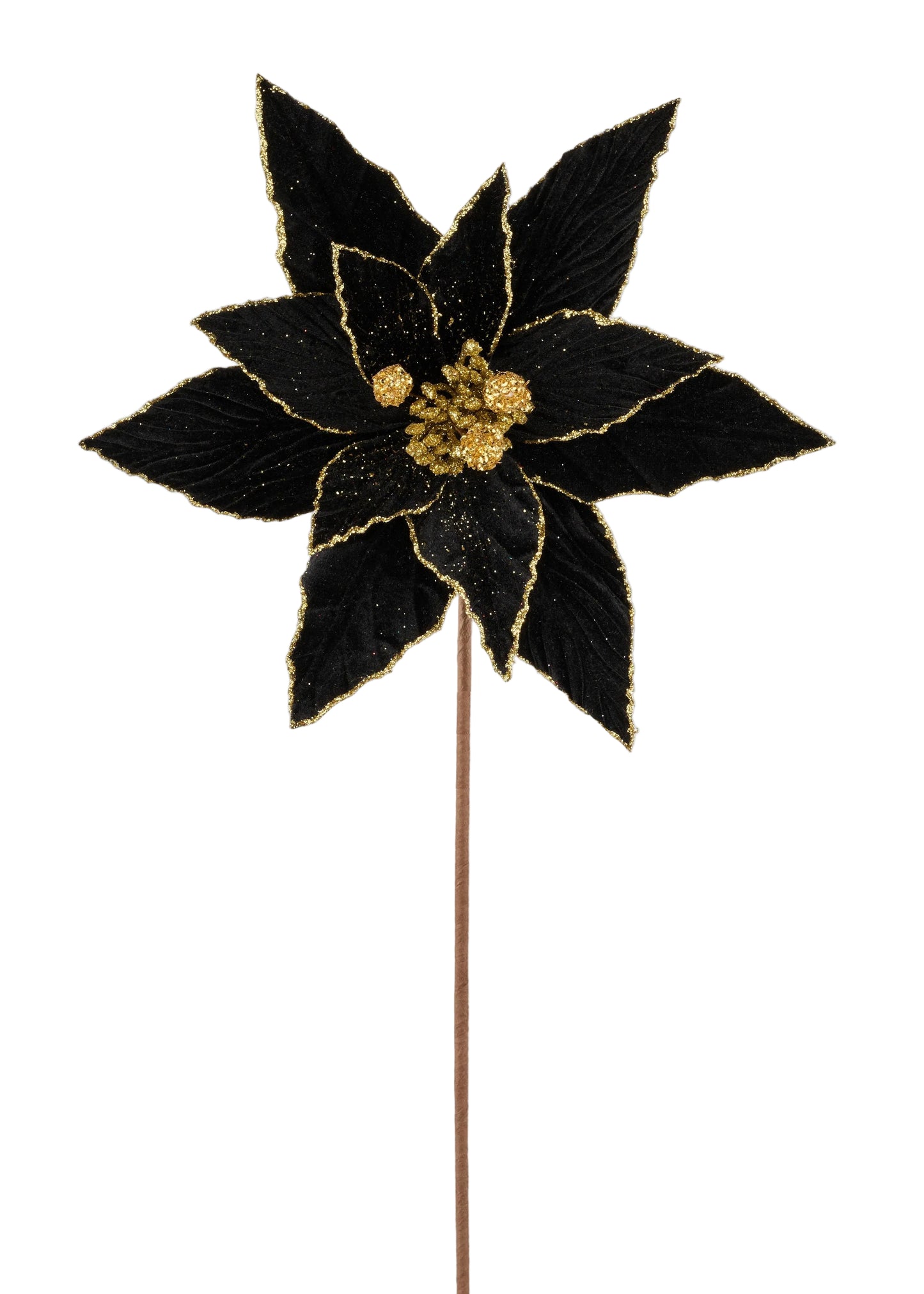 XS408798 | 22"L x 11.5"Dia | Velvet Poinsettia | Black/Gold
