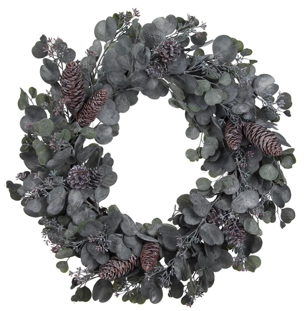 FG5975 | 24"Dia | Eucalyptus/Pinecone Wreath | Tt. Green