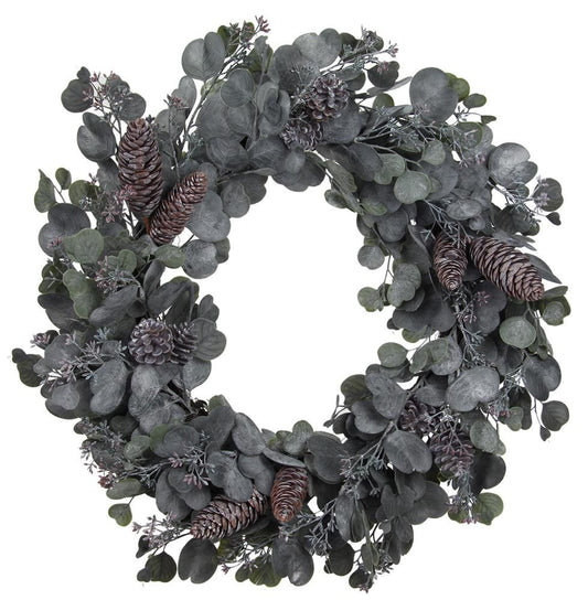 FG5975 | 24"Dia | Eucalyptus/Pinecone Wreath | Tt. Green