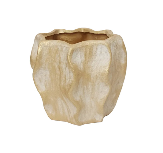 4001SD | 6.5" | RUSTIC GOLD SCULPTURED PLANTER