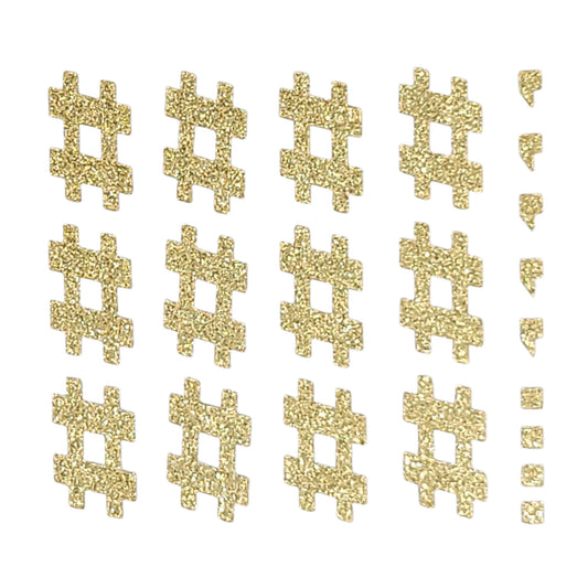 400732 | 1.5" | #  Glitter Sticker | Soft Gold | 12 Per Sheet
