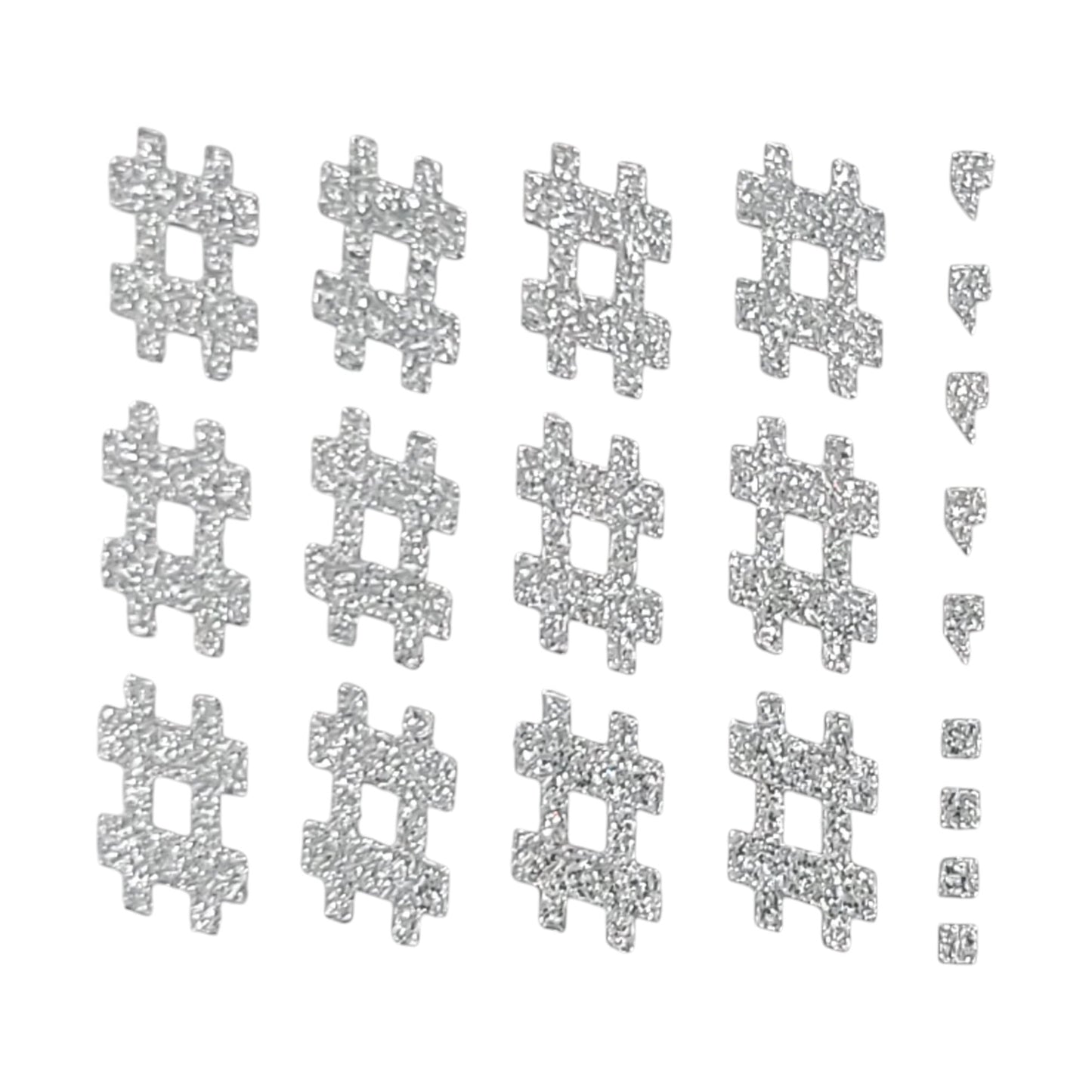 401133 | 1.5" | #  Glitter Sticker | Silver | 12 Per Sheet