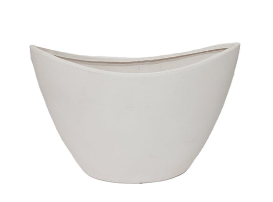 4027WH | 16" | TEXTURED WHITE OVAL VASE