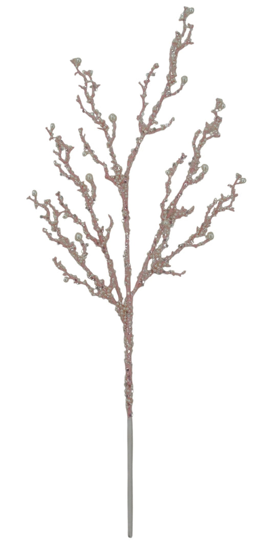 40283-PK | 33.5" | ICED TWIG PEARL SPRAY | PINK