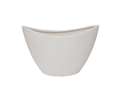 4028WH | 13" TEXTURED WHITE OVAL VASE