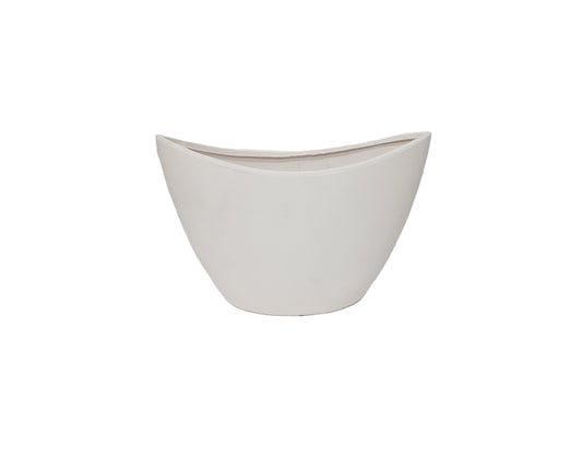 4029WH | 11" | TEXTURED WHITE OVAL VASE