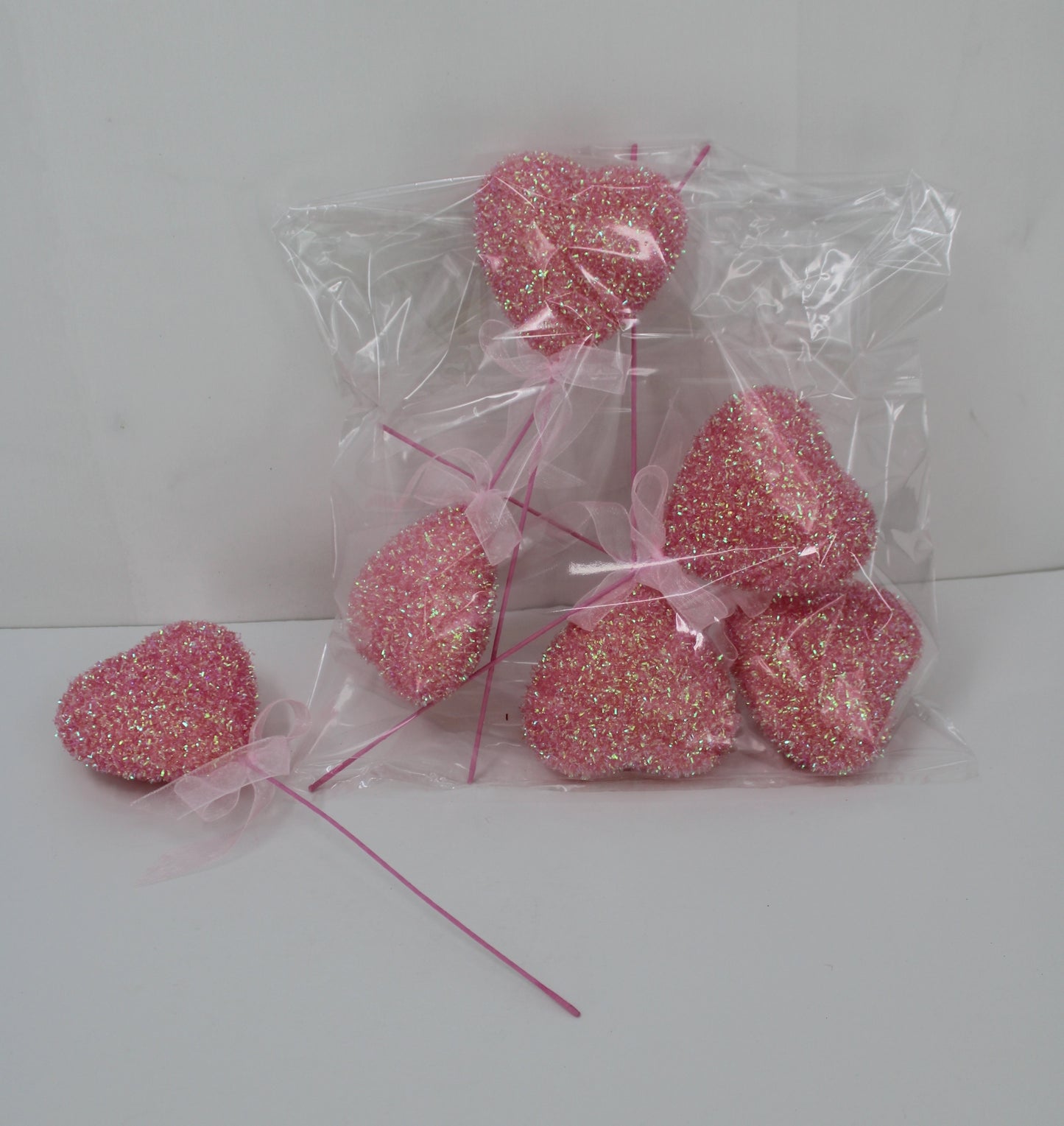 40430-PK | 12" | Glitter Heart Pick | Pink | 6Pcs/Set