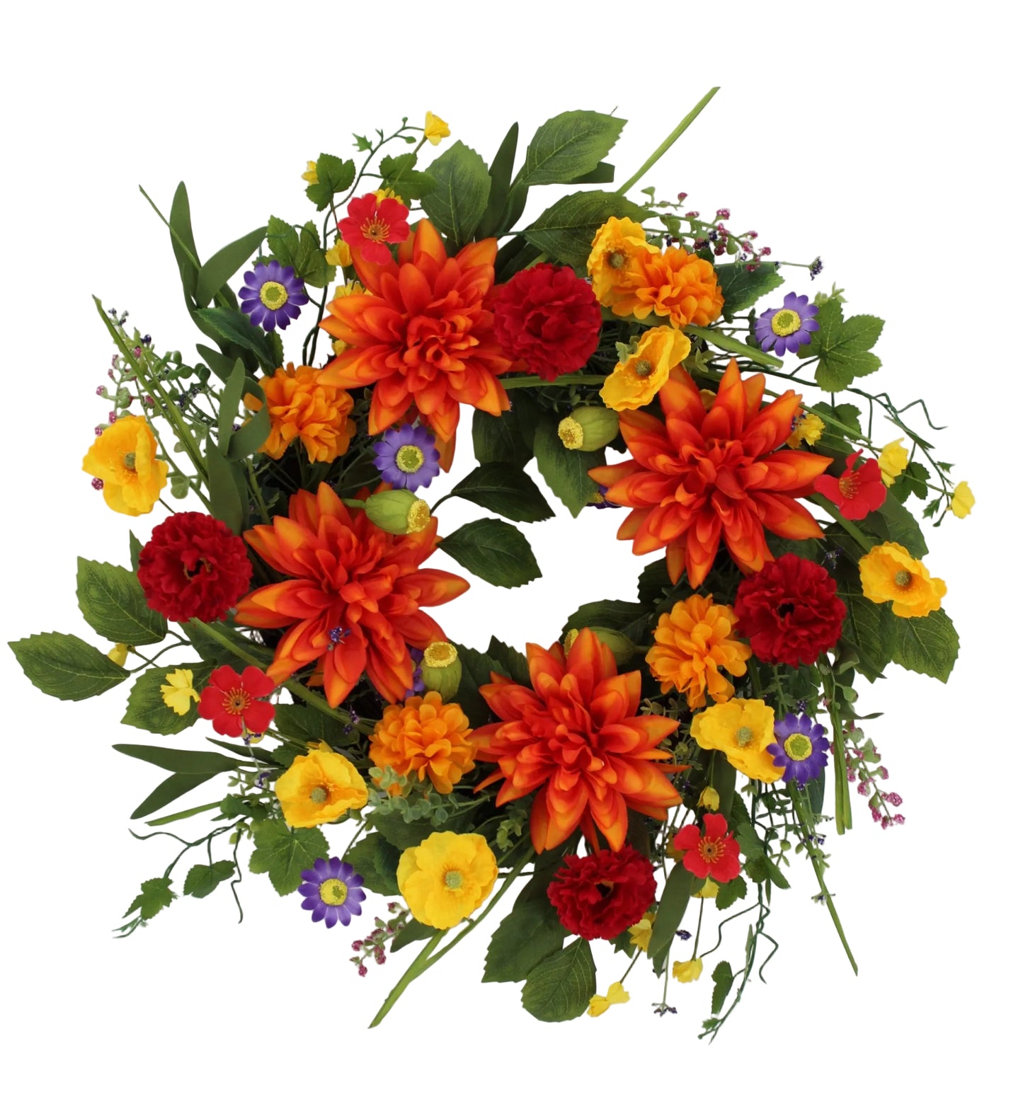 40451 | 22" | MIXED DAHLIA ZINNIA WREATH - A&B Wholesale Market Inc