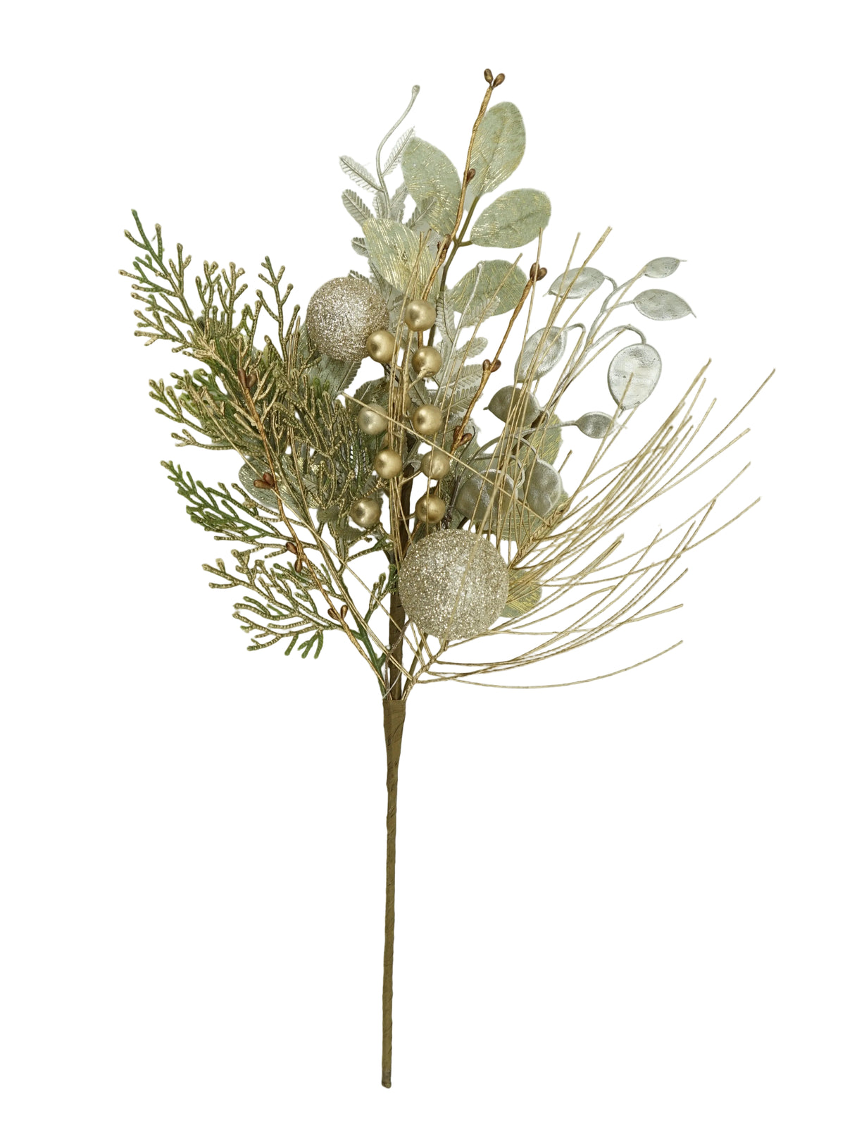40523 | 19" | MIXED PINE BALL BERRY SPRAY | GOLD