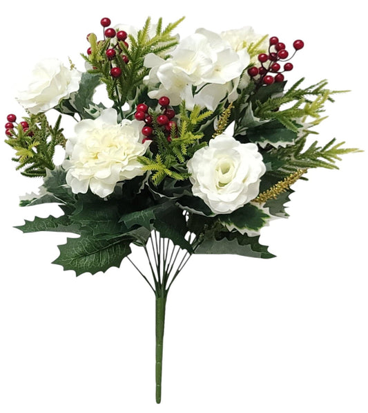 44422 | ROSE/HYDRANGEA/HOLLY BUSH X12 | CREAM