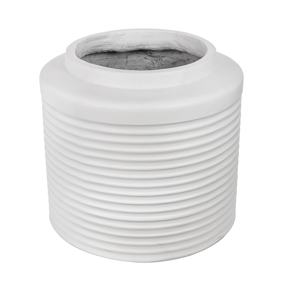 460205-WHIT-DS | Ridged Cement Planter | White