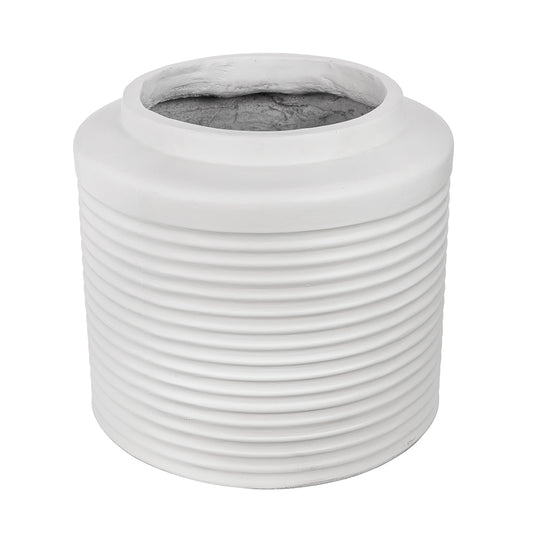 460205-WHIT-DS | Ridged Cement Planter | White