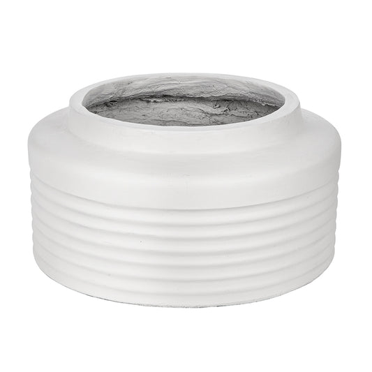 460208-WHIT | Ridged Cement Round Planter | White