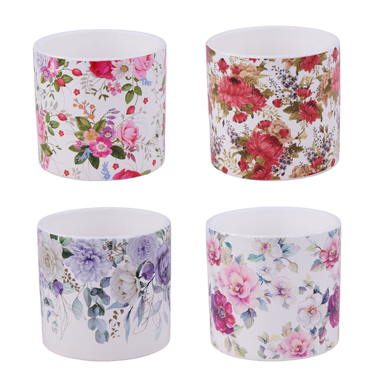 CB7587 | 5"Dia x 4.75"H | Dolomite Pot | 4 Asst. Styles | 1ea.