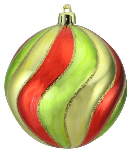 XY4960T5 | 100Mm Wide Stripe Swirl Ball | Red/Lime/Gold - A&B Wholesale Market Inc