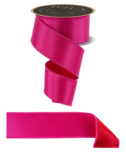 LX4002HR |  2.5" |  Satin Fused | Hot Pink/Red |  10yds