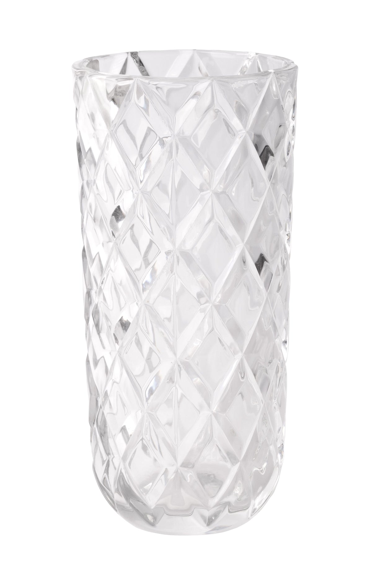 GM6089 | 7.5"H x 3.75"Dia | Glass Harlequin Vase | Clear
