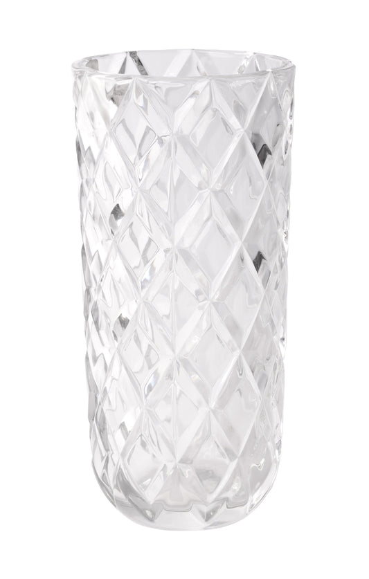GM6089 | 7.5"H x 3.75"Dia | Glass Harlequin Vase | Clear