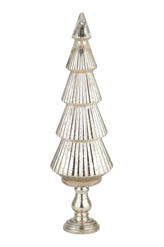 51961 | 40"H | Mercury Glass Christmas Tree on Pedestal | Silver