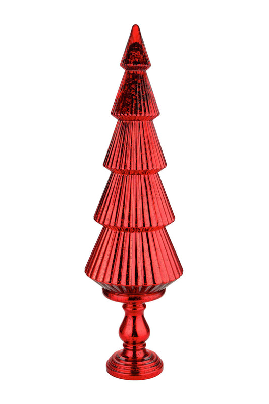 51964 | 40"H | Mercury Glass Christmas Tree on Pedestal | Red