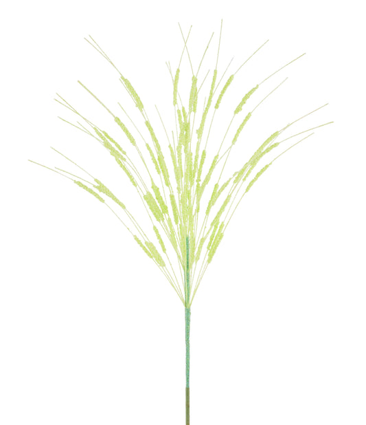 MN0532M6 | 22"L |  Irid Glttr Mini Bead Cattail Spray |  Lt. Green - A&B Wholesale Market Inc