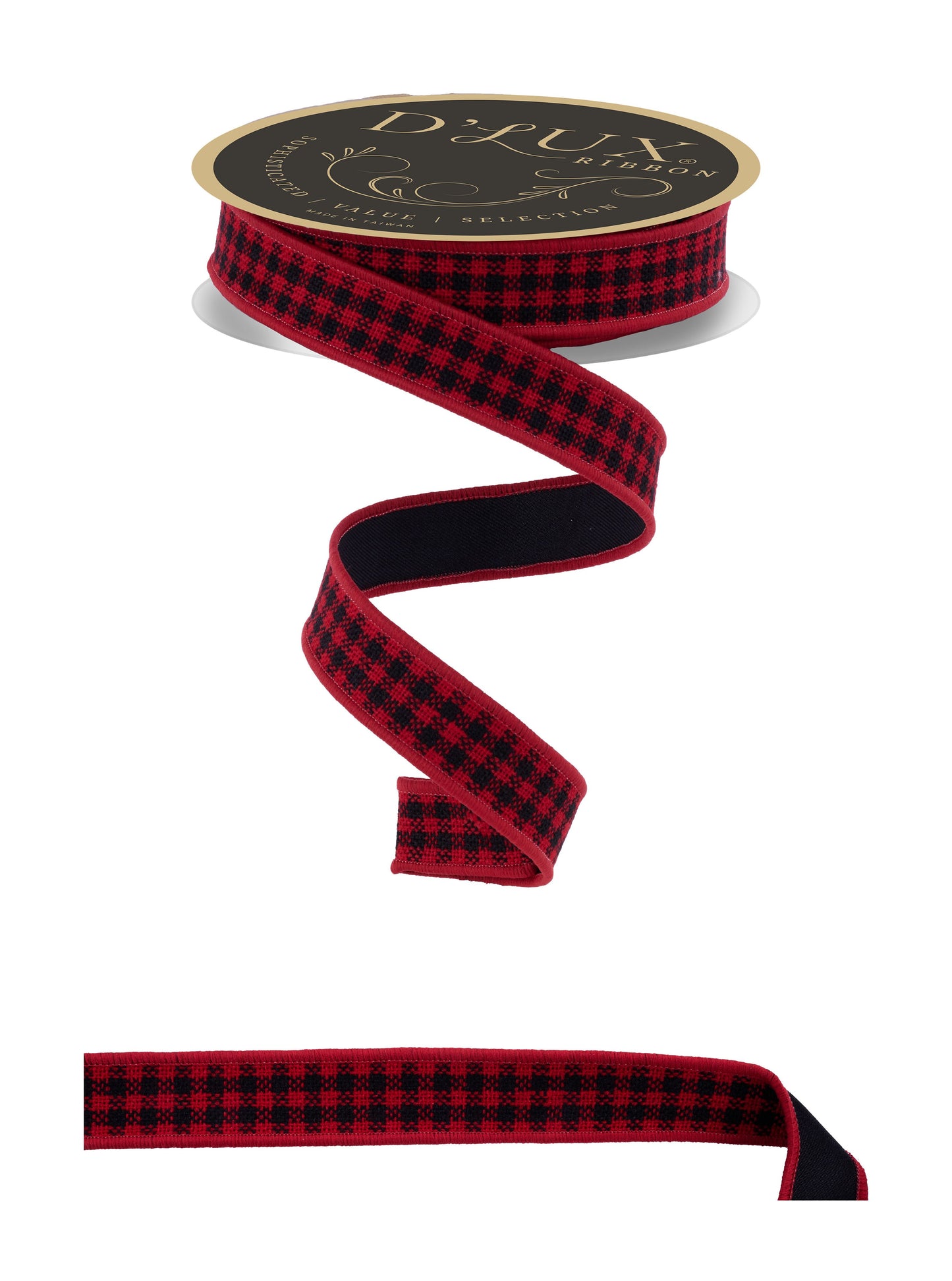 LX6003MA | 7/8" | Mini Check/Fused | Black/Red w/Black Backing | 10yds