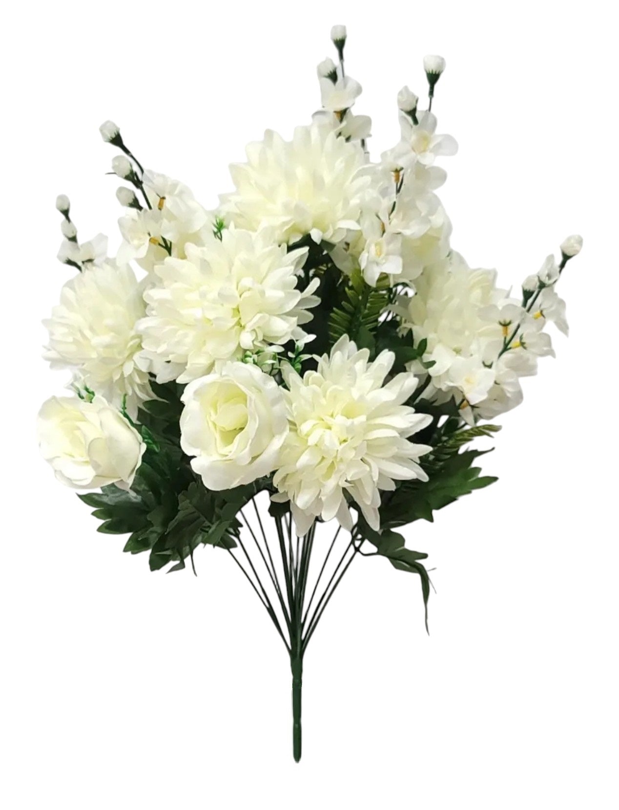 52241 | Mum/Bud/Delphenium Mix Bush x18 | Cream - A&B Wholesale Market Inc