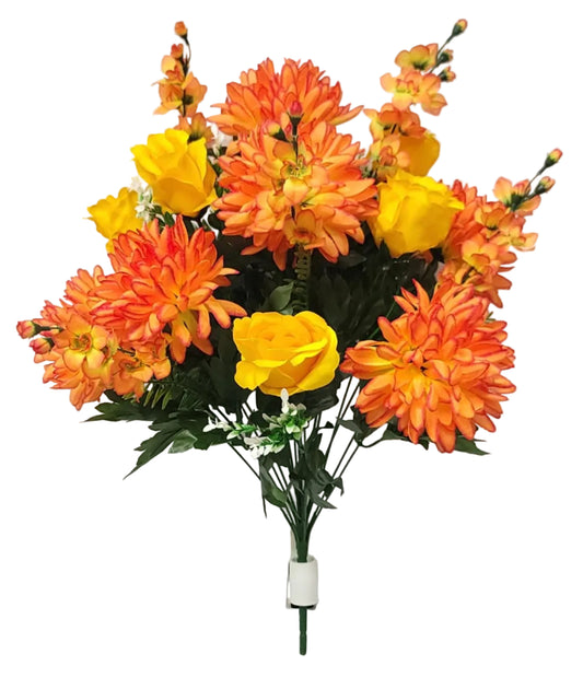 52243 | Mum/Bud/Delphenium Mix Bush x18 | Orange/Yellow