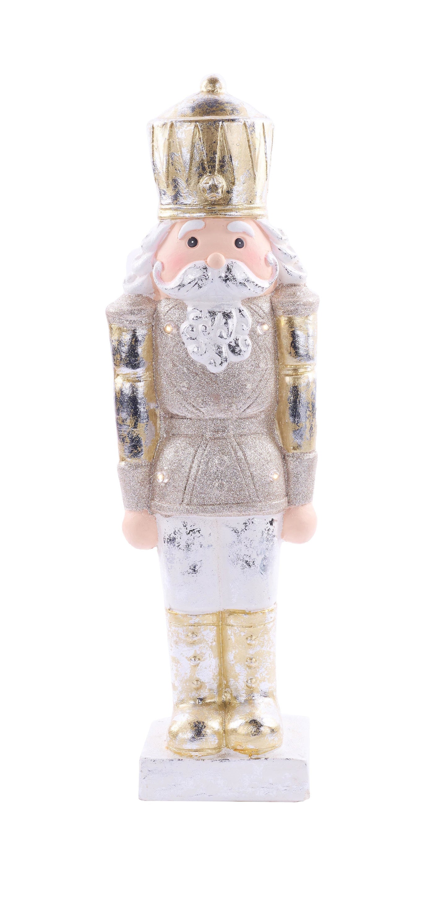 XN435401 | 21.25"H x 6.5"L | MGO Nutcracker | Beige/Gold/White