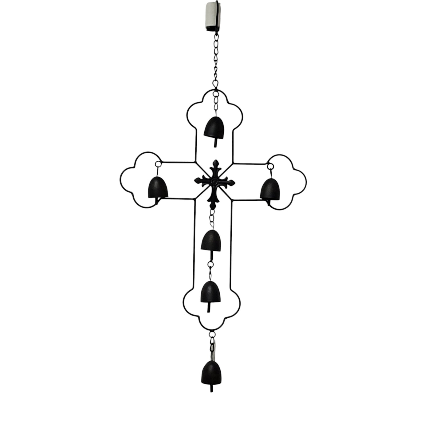 53446 | 26"H | METAL CROSS WIND CHIME  | 3 ASSORTED
