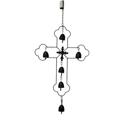 53446 | 26"H | METAL CROSS WIND CHIME  | 3 ASSORTED