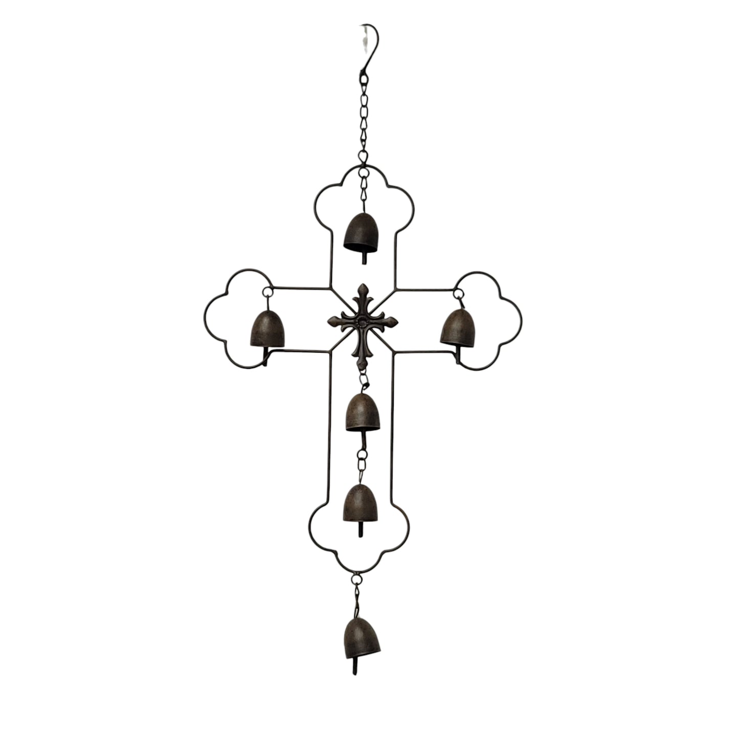 53446 | 26"H | METAL CROSS WIND CHIME  | 3 ASSORTED