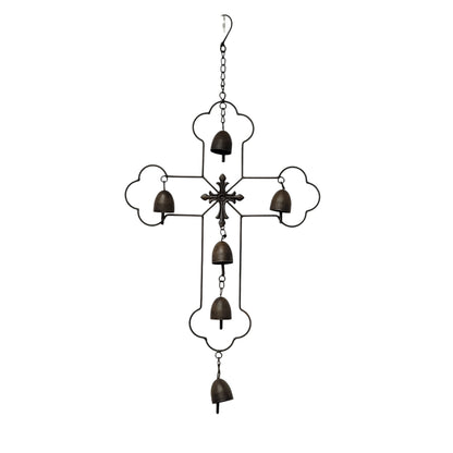 53446 | 26"H | METAL CROSS WIND CHIME  | 3 ASSORTED