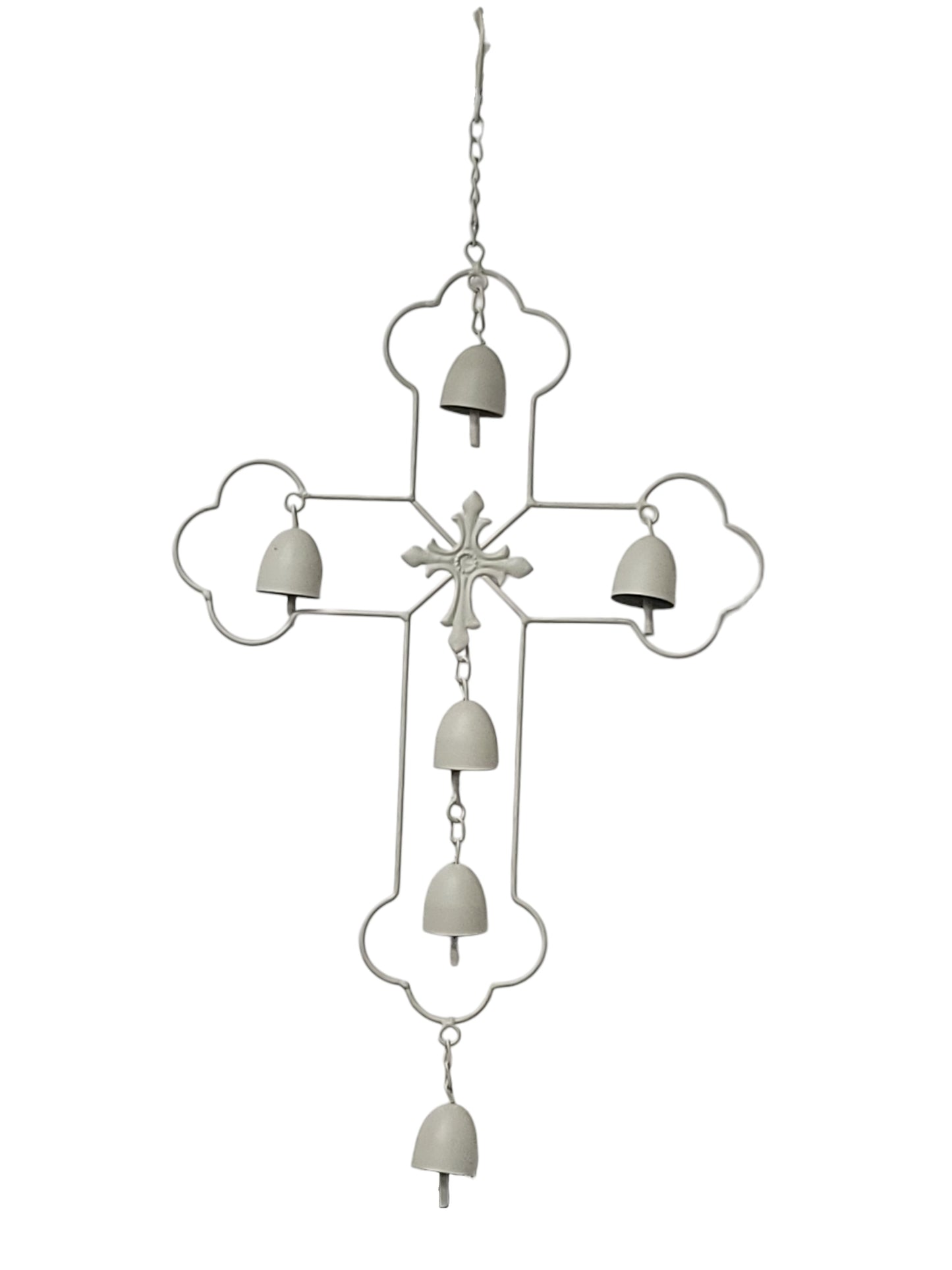 53446 | 26"H | METAL CROSS WIND CHIME  | 3 ASSORTED