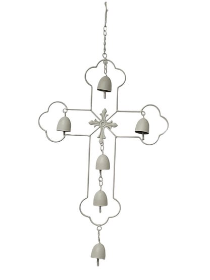 53446 | 26"H | METAL CROSS WIND CHIME  | 3 ASSORTED