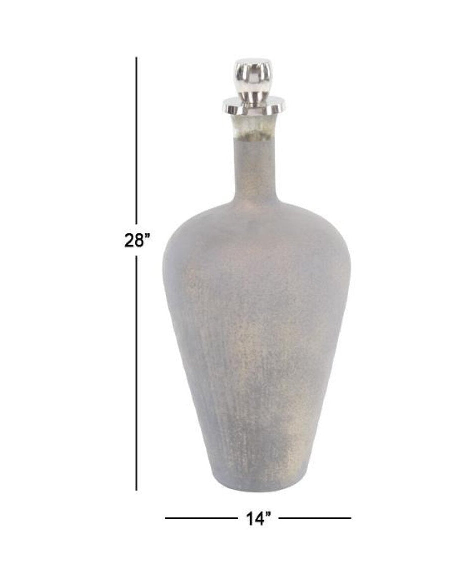 53770 | GRAY GLASS ABSTRACT JAR W/STOPPERED TOP