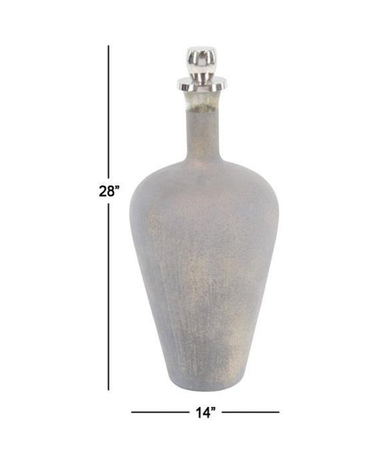 53770 | GRAY GLASS ABSTRACT JAR W/STOPPERED TOP