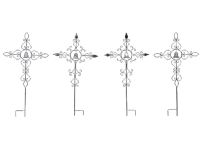 53838 | 33"H | METAL CROSS WITH BELL GARDEN STAKE | Individually sold