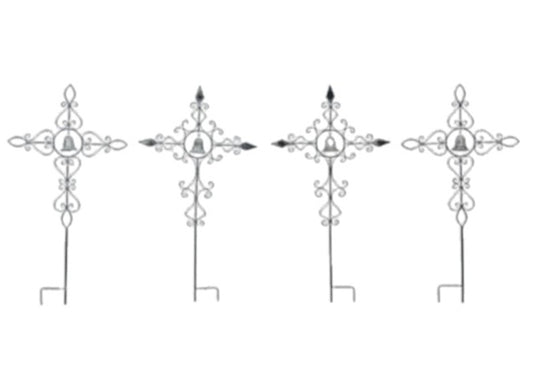 53838 | 33"H | METAL CROSS WITH BELL GARDEN STAKE | Individually sold
