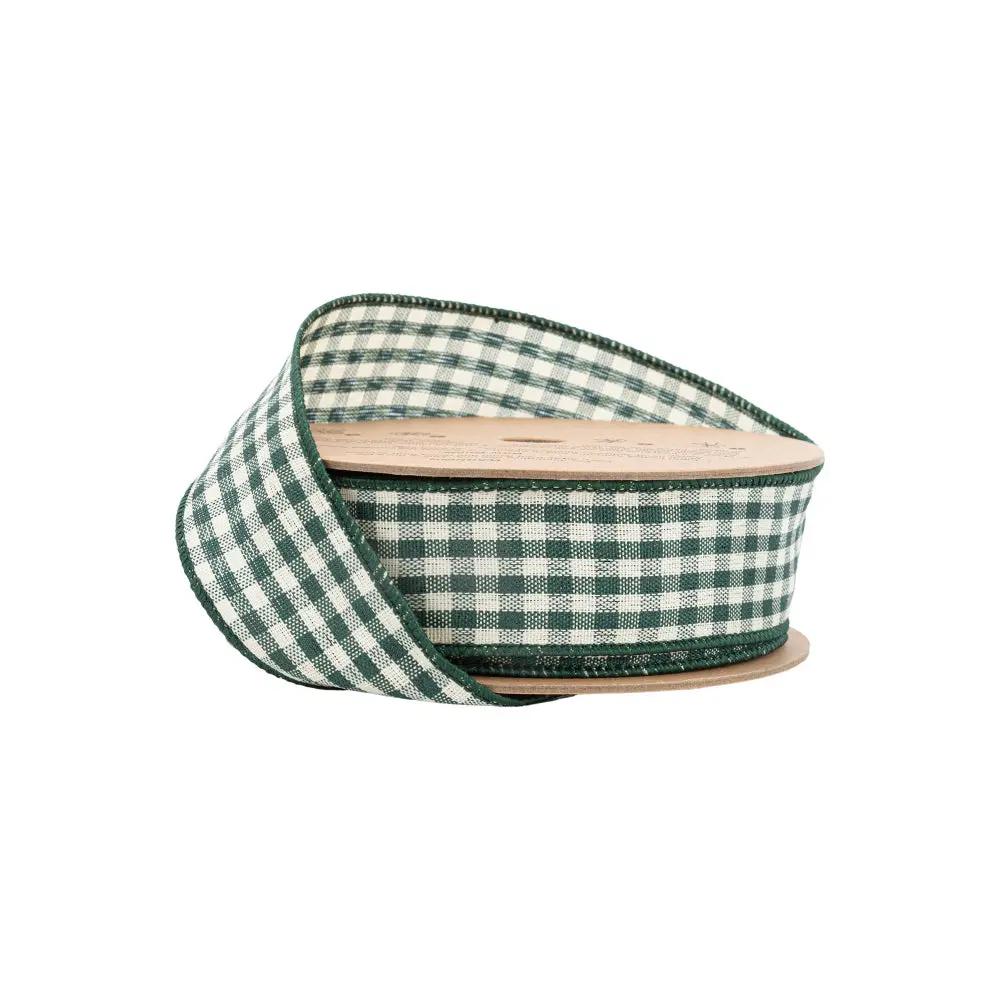 5613W-038-38E | 1.5" | Green/White Gingham | 10yds
