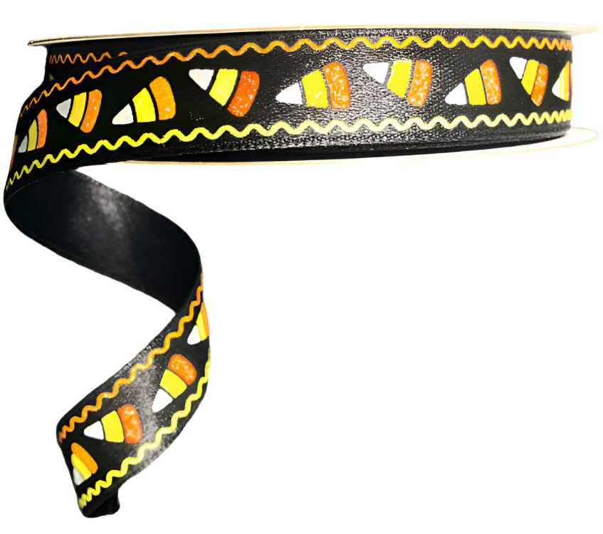 57201-03-21 | 5/8" | Stn/Glitter Candy Corn | Black | 10yds