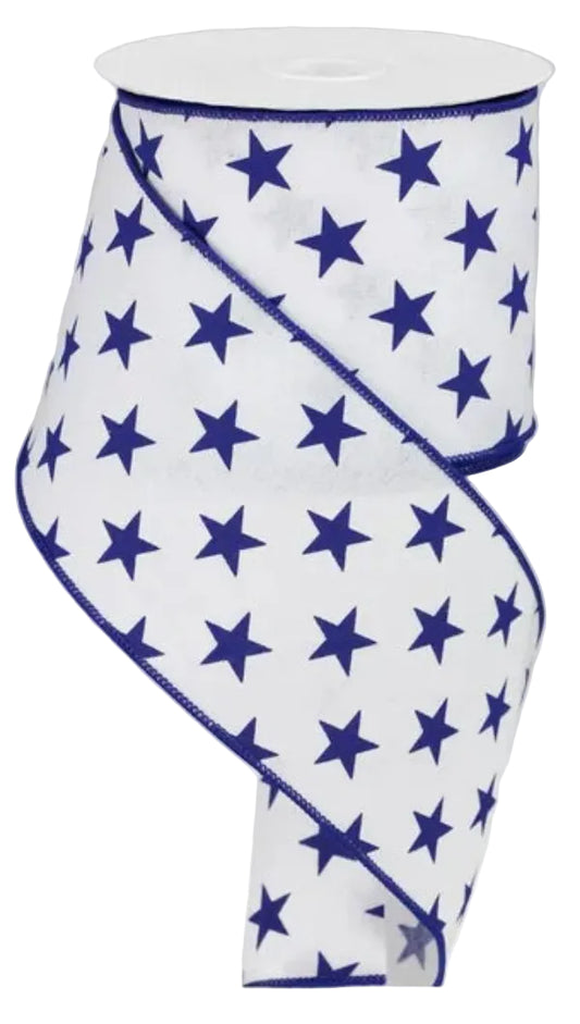 RGA111727 | 4" | STARS ON ROYAL | WHITE/NAVY BLUE | 10YDS