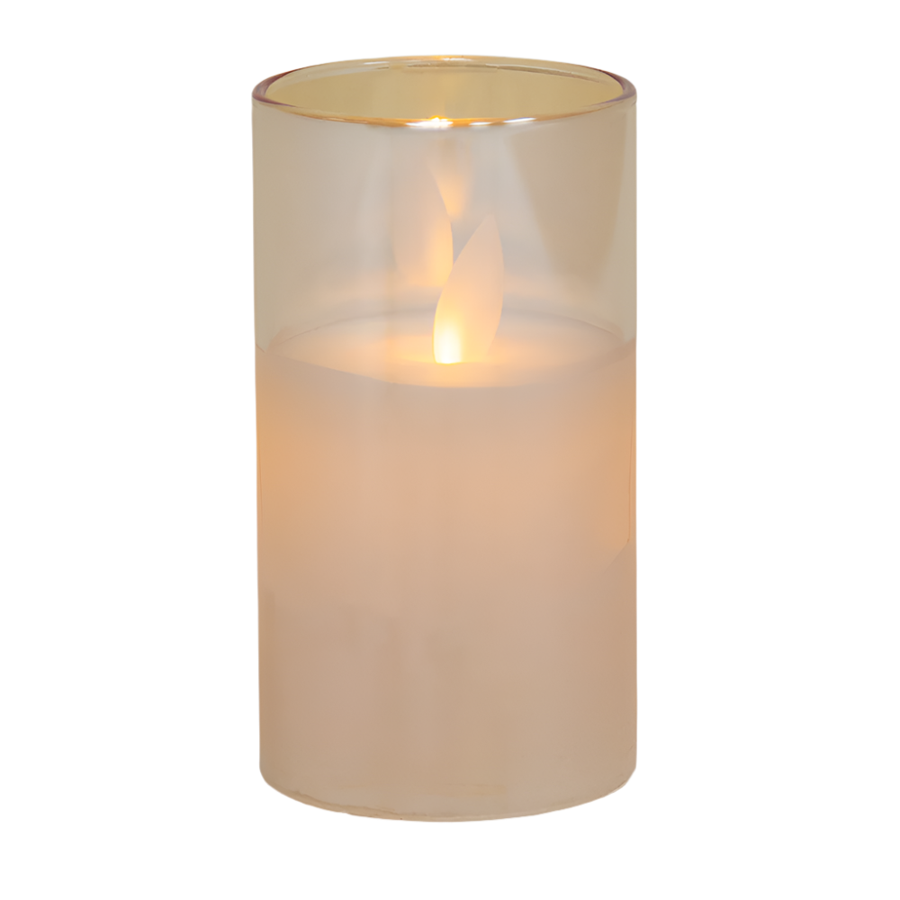 5853-AMBER 2"Dx4"H AMBER LED GLASS CANDLES