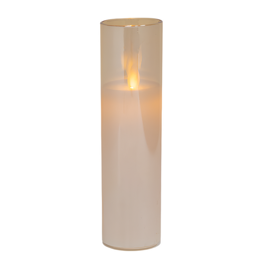 5857-AMBER 2"Dx8"H AMBER LED GLASS CANDLES