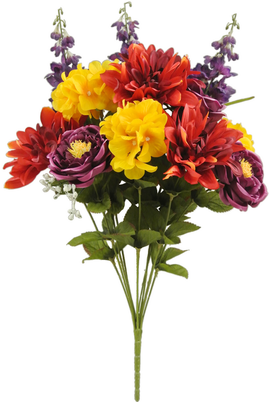 58868-RDYELPU | 22" | DAHLIA RANUNCULUS | RED/YEL/PUR