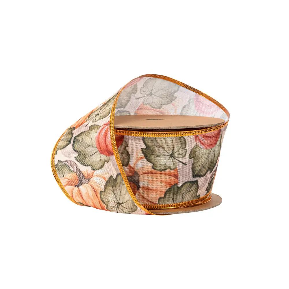 6017W-812-63E | 2.5" | Pumpkin and Vines | 10yds
